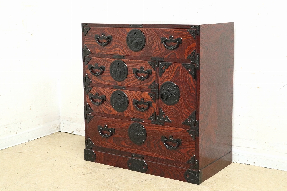 □岩谷堂箪笥□最高級□3尺4杯□欅材/ケヤキ材□和モダン□民芸箪笥□4