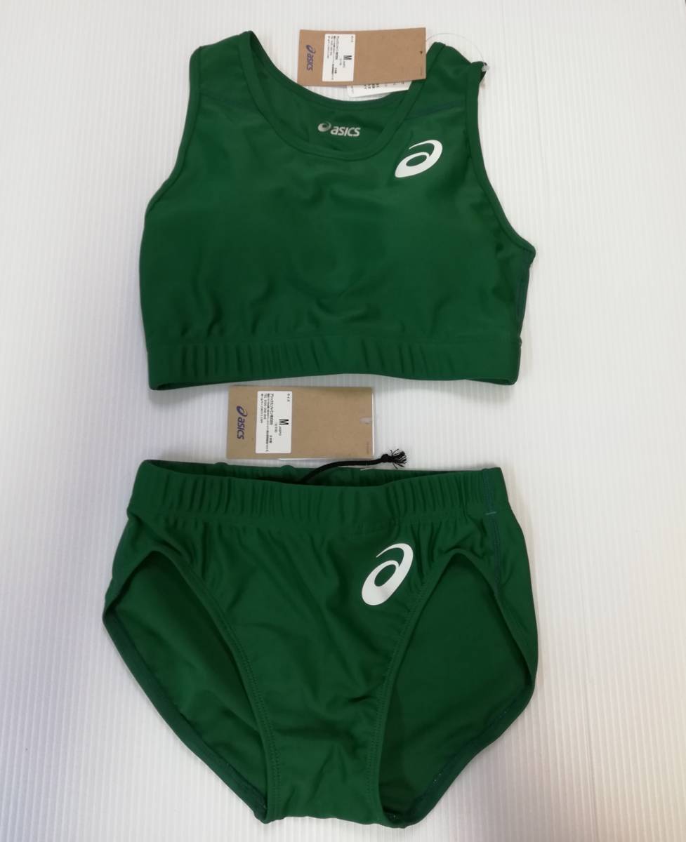 アシックス【ASICS】 陸上ブラトップ＆ショーツ上下 ダークグリーン Mサイズ