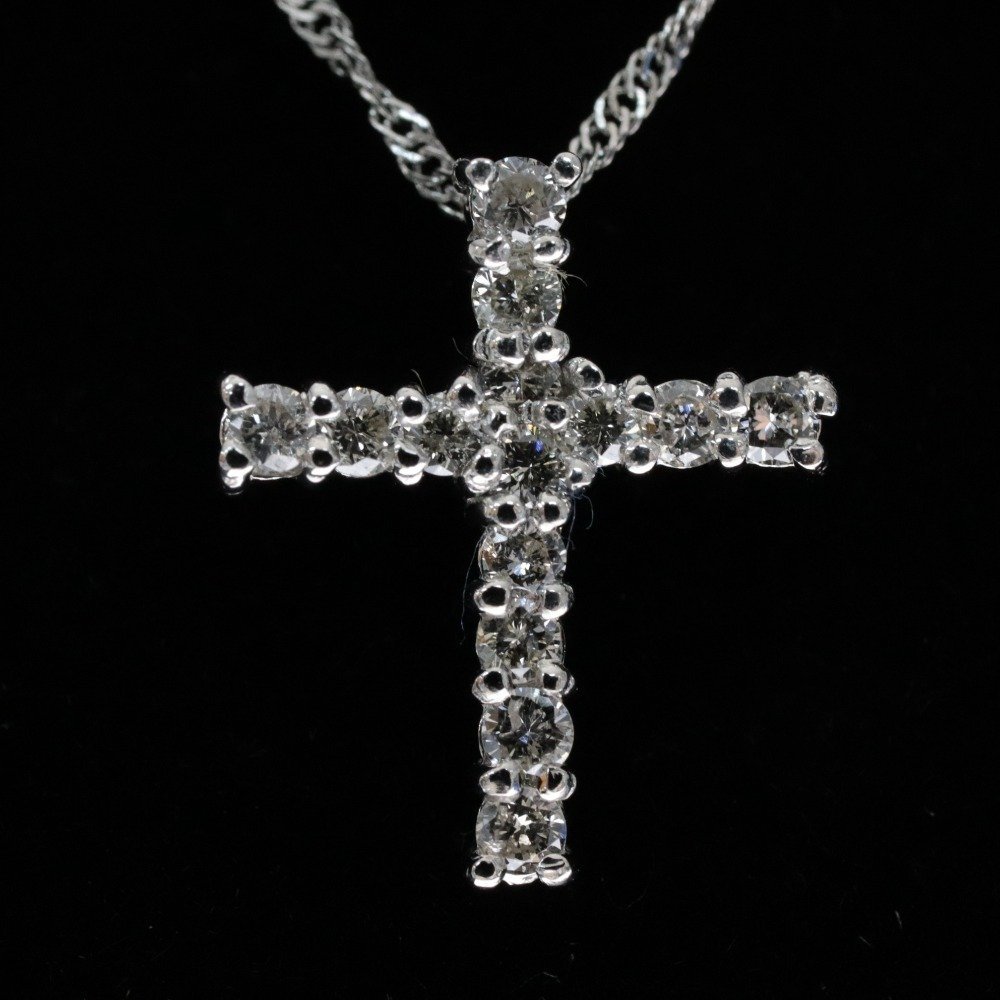 ☆美品 ネックレス(pt850) トップ(pt900 ダイヤメレ 0.3ct) 総重量約