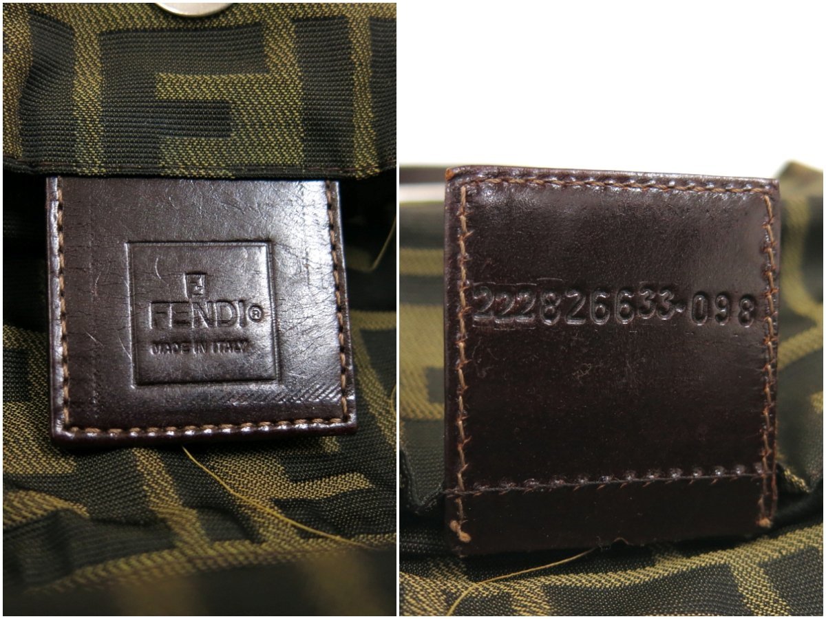 ◇FENDI フェンディ◇ズッカ◇ナイロンキャンバス カーフ レザー 本革 