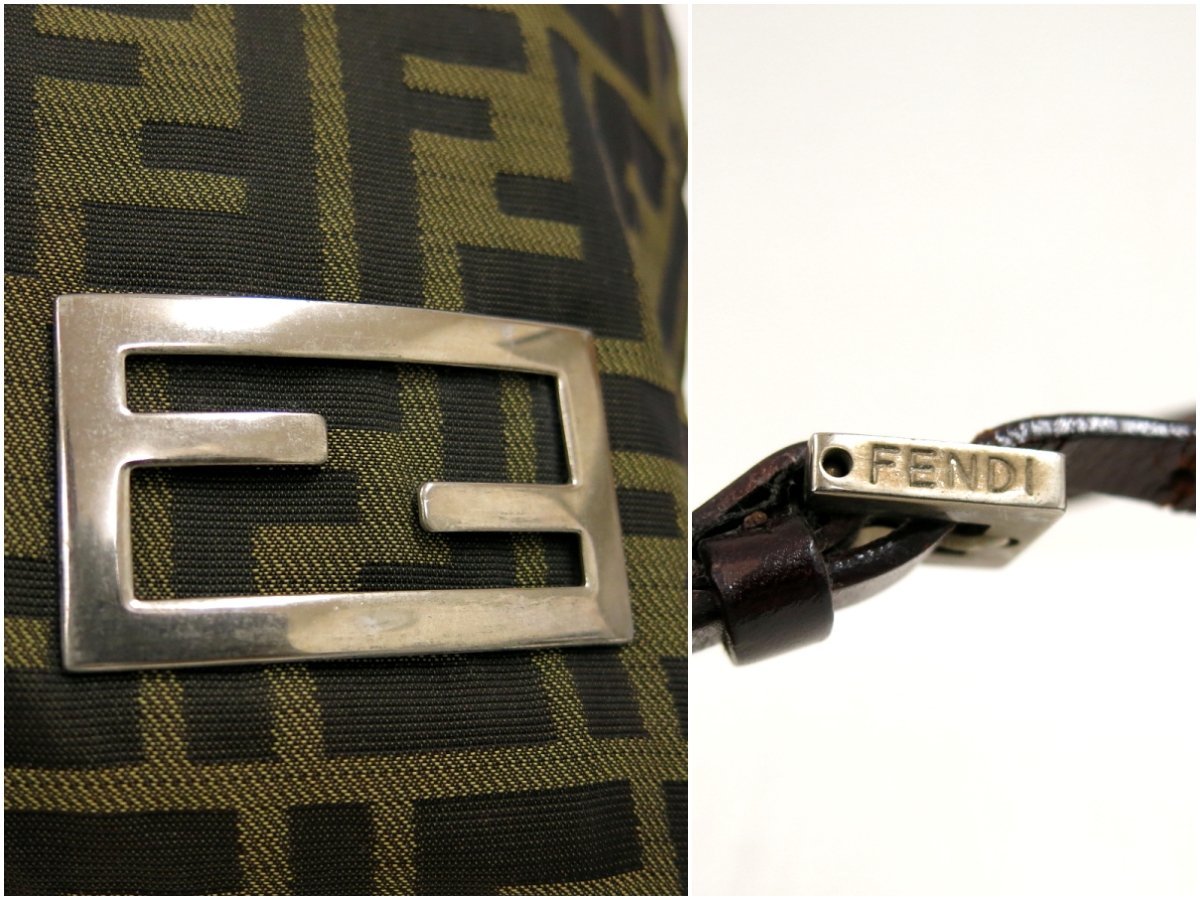 ◇FENDI フェンディ◇ズッカ◇ナイロンキャンバス カーフ レザー 本革 
