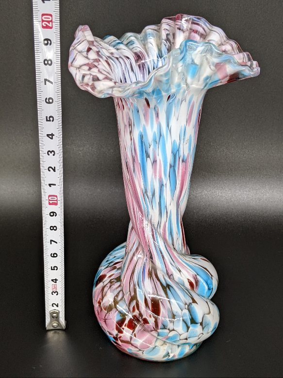 ◆1点限り/製作数極少捻じれ形状◆クリシー/1900年頃/アンティーク花瓶/優しいパステルカラー/水色/ピンク/ガレドームルグラ期/本物保証 | ◇1点限り&frasl;製作数極少捻じれ形状◇クリシー&frasl;1900年頃&frasl;デキャンタ 0 ステンクジリ 大 第一測