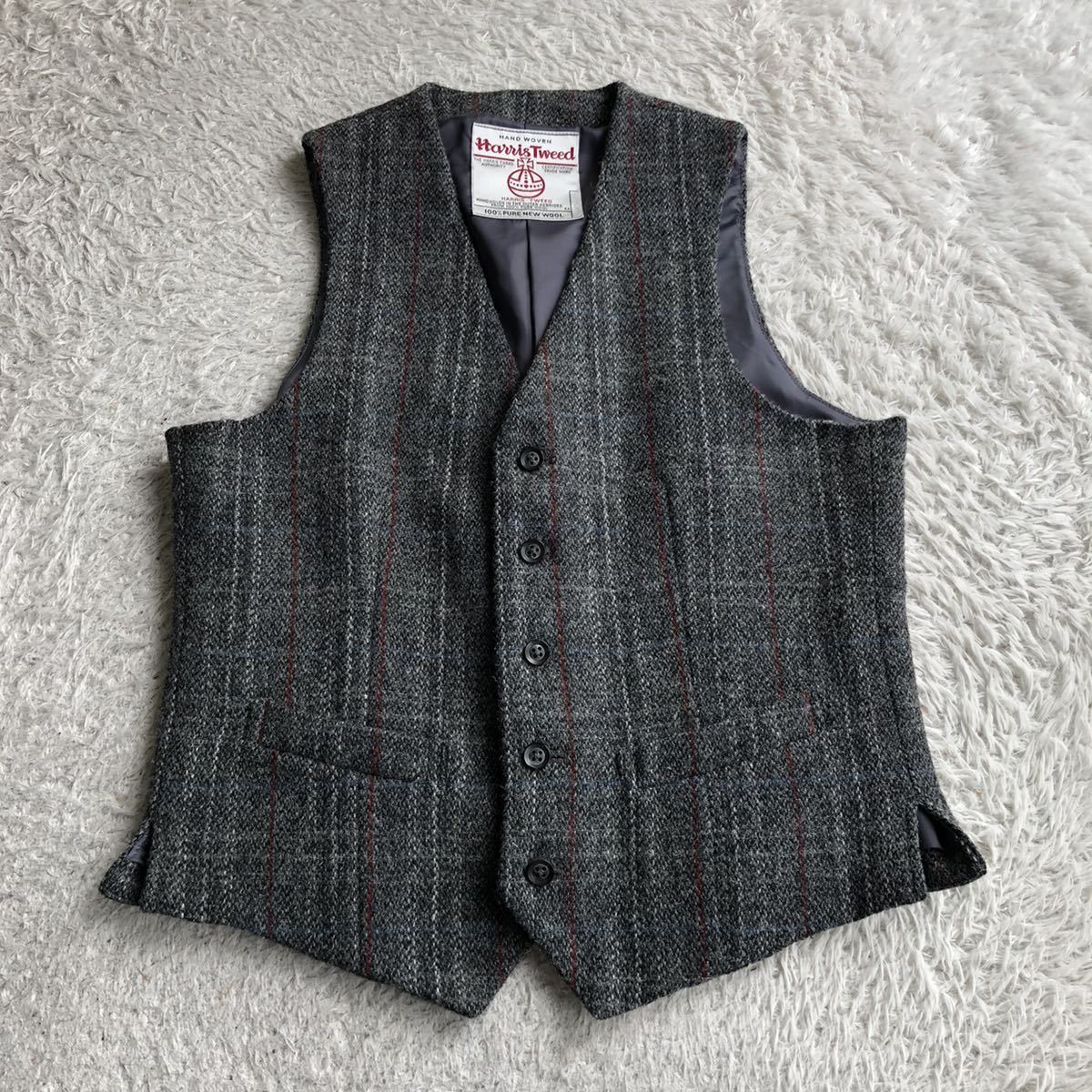 【美品】 アーバンリサーチ ハリスツイード ウール ベスト グレー Sサイズ URBAN RESEARCH ROSSO