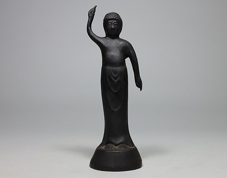 仏教美術　古銅　誕生仏　仏像　M　R6793 都涼音】仏教美術 時代古銅 誕生仏 高さ約15㎝ 誕生仏 仏教
