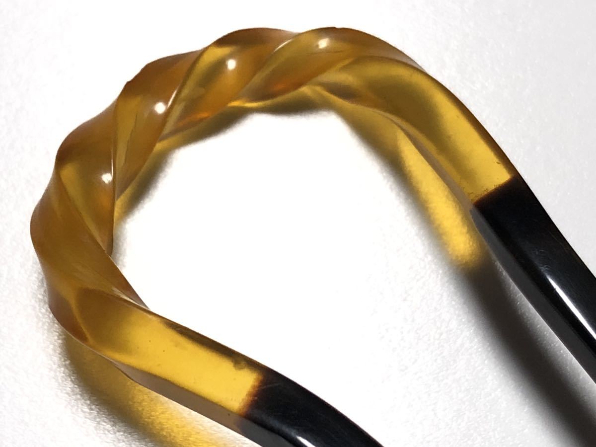 アンティーク 本鼈甲 白甲 黒甲 5.0g 捻り細工 簪【検/べっ甲/かんざし】