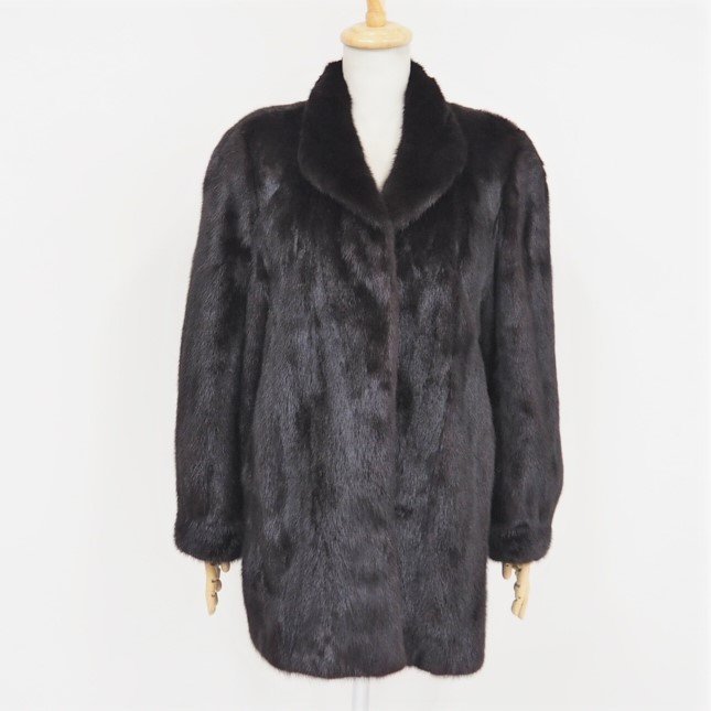 美品【 銀 SAGA MINK☆CHEVAREINE 】高級毛皮 ブラックミンク 