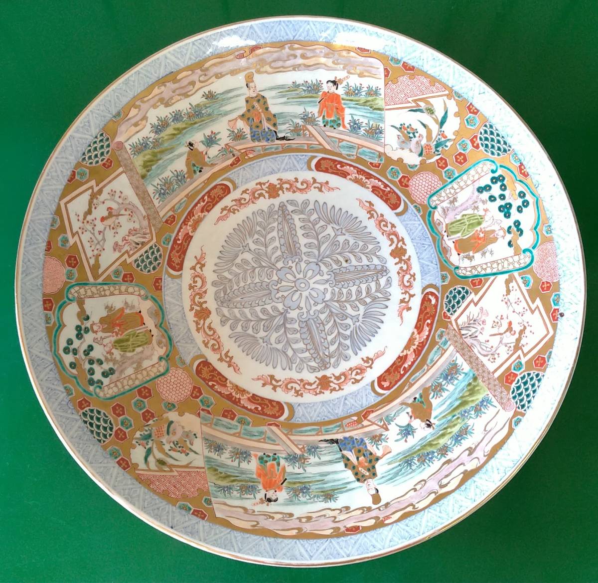 九谷焼 青粒 梅に鶯 刺身皿 角皿 明治九谷 5客 九谷青