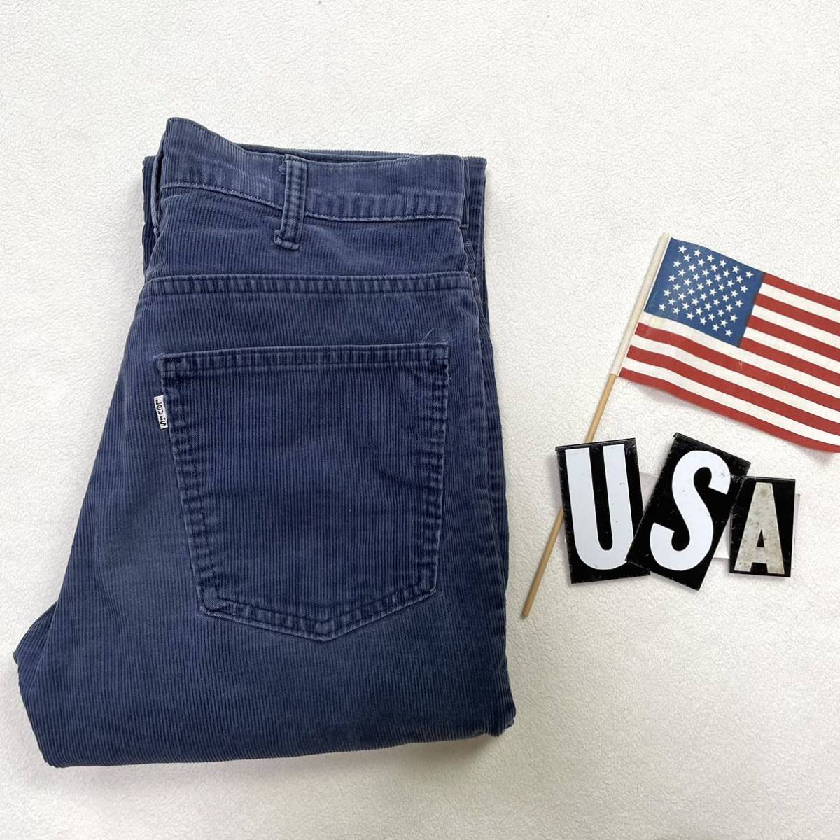 美品・ネイビーブルー】70sリーバイス519コーデュロイパンツ USA