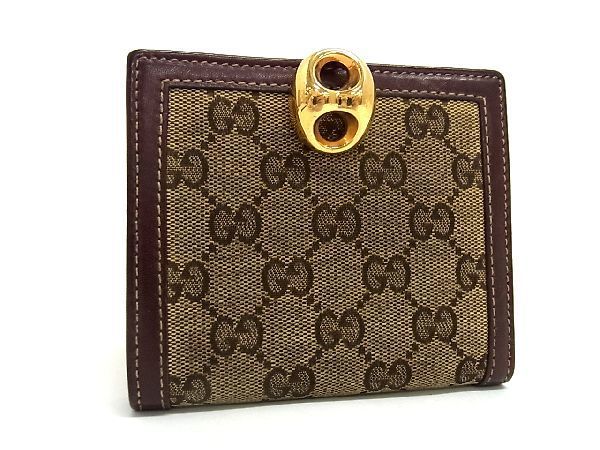 新品　箱付き　GUCCI グッチ　二つ折り財布　GGキャンバス　ブラック　希少 1円 GUCCI グッチ レザー×GGキャンバス 二つ折り 財布 ウォレット