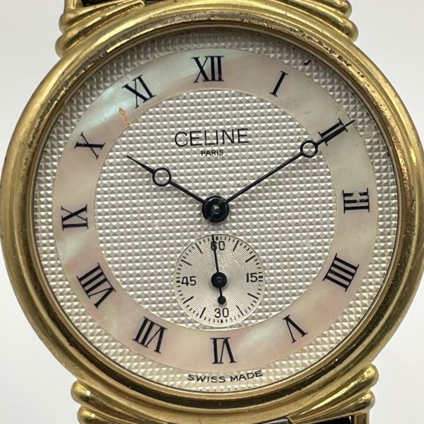 CELINE シェル文字盤 スモセコ ラウンド ゴールド メンズ腕時計 CELINE シェル文字盤 スモセコ ラウンド ゴールド メンズ腕時計