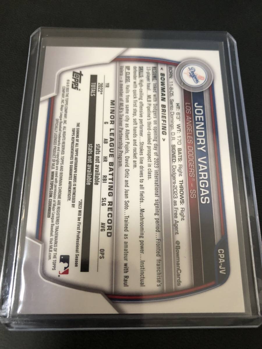 bowman chrome 2023 auto autograph 直筆サインカード joendry vargas 