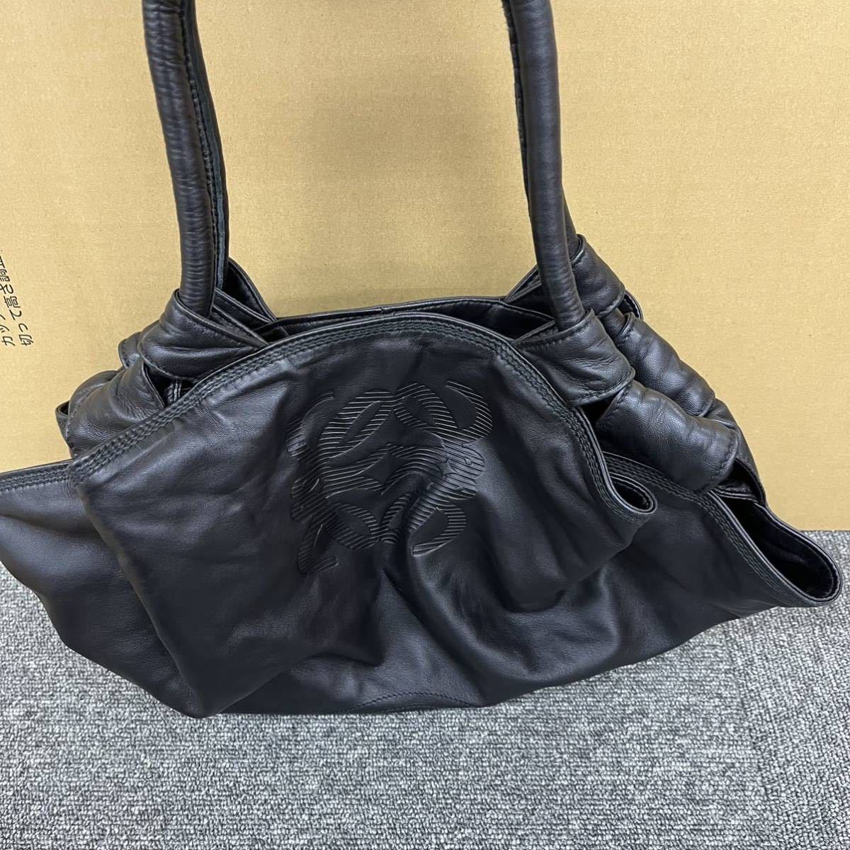 LOEWE ロエベ アナグラム レザー ショルダーバッグ ブラック 保存袋 