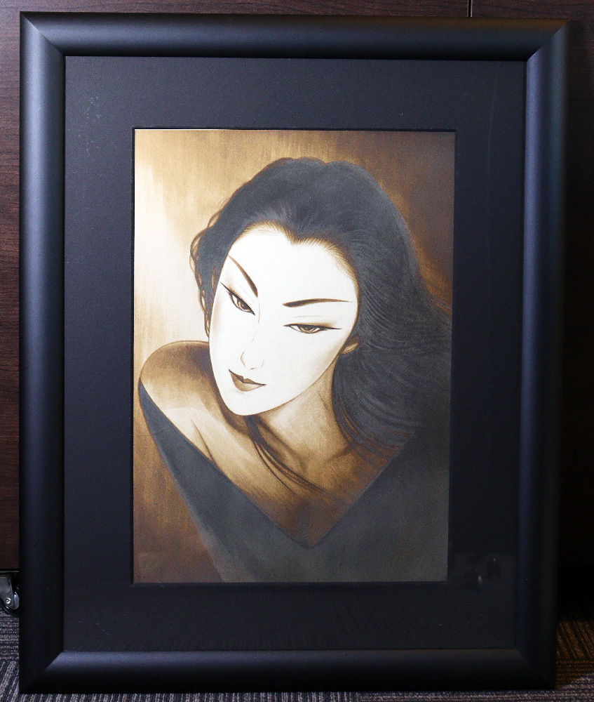 真作】【WISH】中山忠彦「真珠の耳飾り」リトグラフ 10号大 直筆サイン