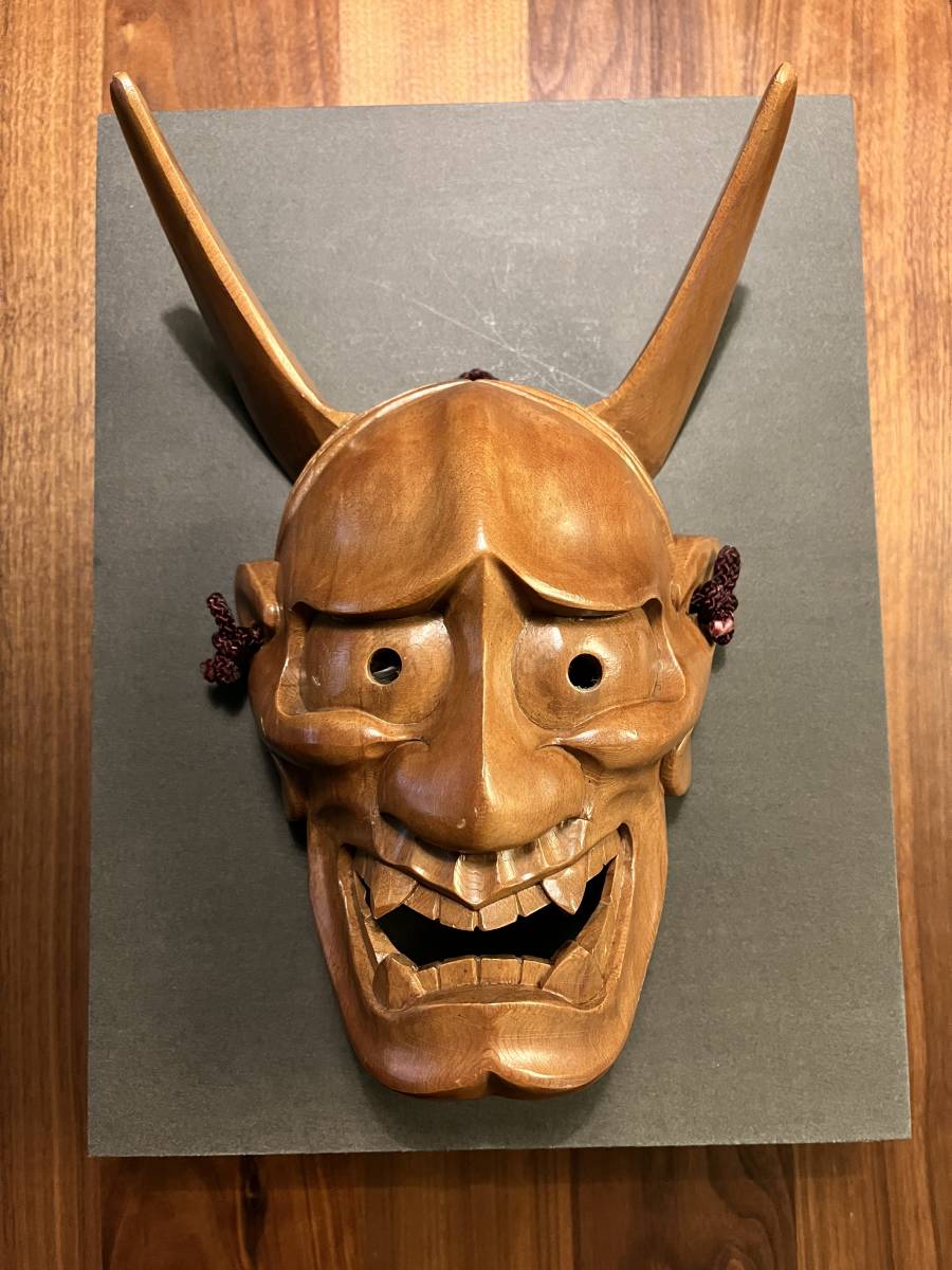 木彫◇般若面◇壁掛け 魔除け お面 工芸品 古美術