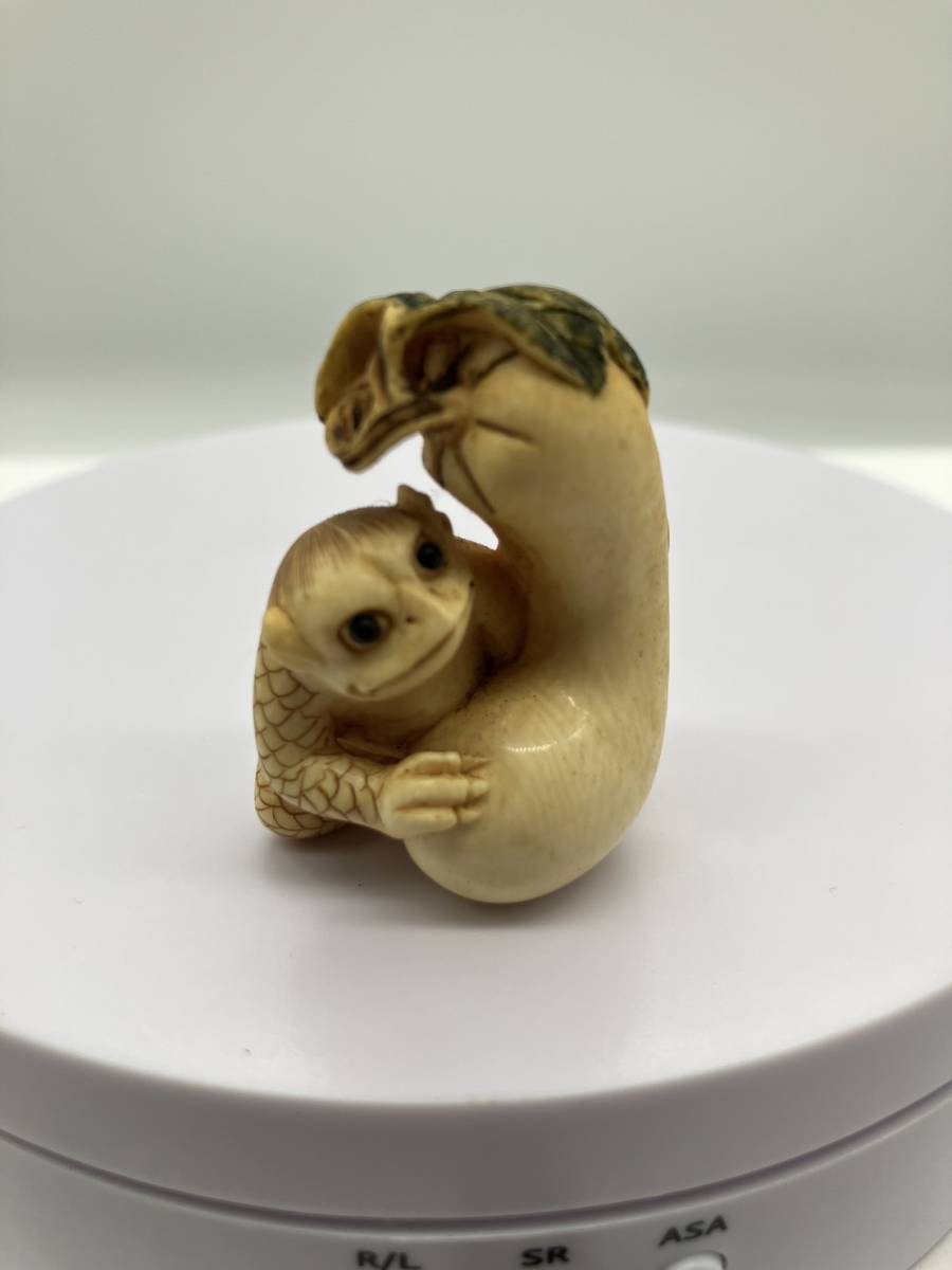 ◇◇230921-3 【河童】 時代品 象骨 精密技巧 根付 提物細密細工 古