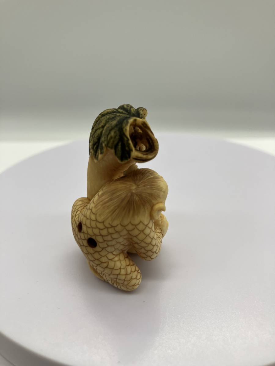 ◇◇230921-3 【河童】 時代品 象骨 精密技巧 根付 提物細密細工 古