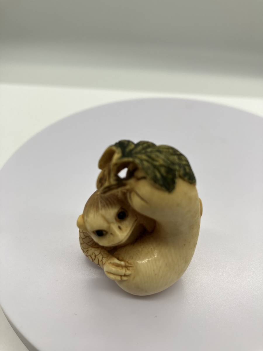 ◇◇230921-3 【河童】 時代品 象骨 精密技巧 根付 提物細密細工 古