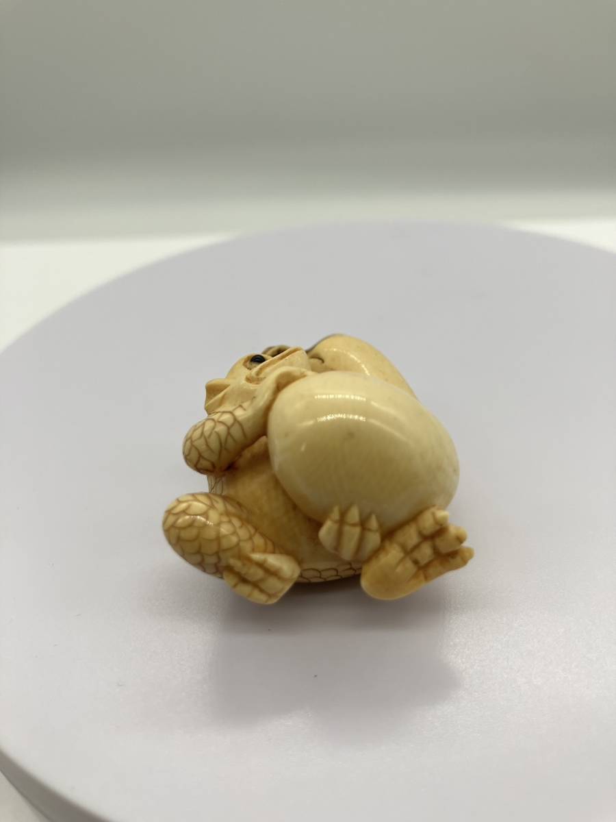 ◇◇230921-3 【河童】 時代品 象骨 精密技巧 根付 提物細密細工 古