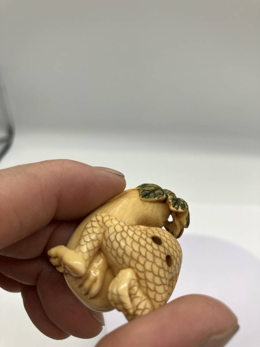 ◇◇230921-3 【河童】 時代品 象骨 精密技巧 根付 提物細密細工 古