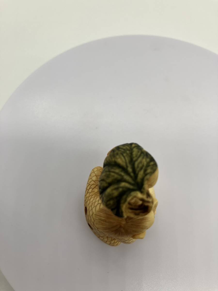 ◇◇230921-3 【河童】 時代品 象骨 精密技巧 根付 提物細密細工 古