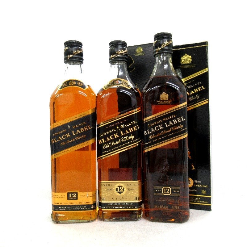 【得価，定番】 ウイスキージョニーウォーカー ブラックラベル 12年 黒キャップ 3本セット 700ml(スコッチ)｜売買されたオークション情報、yahooの商品情報をアーカイブ公開 - オークファン スコッチ