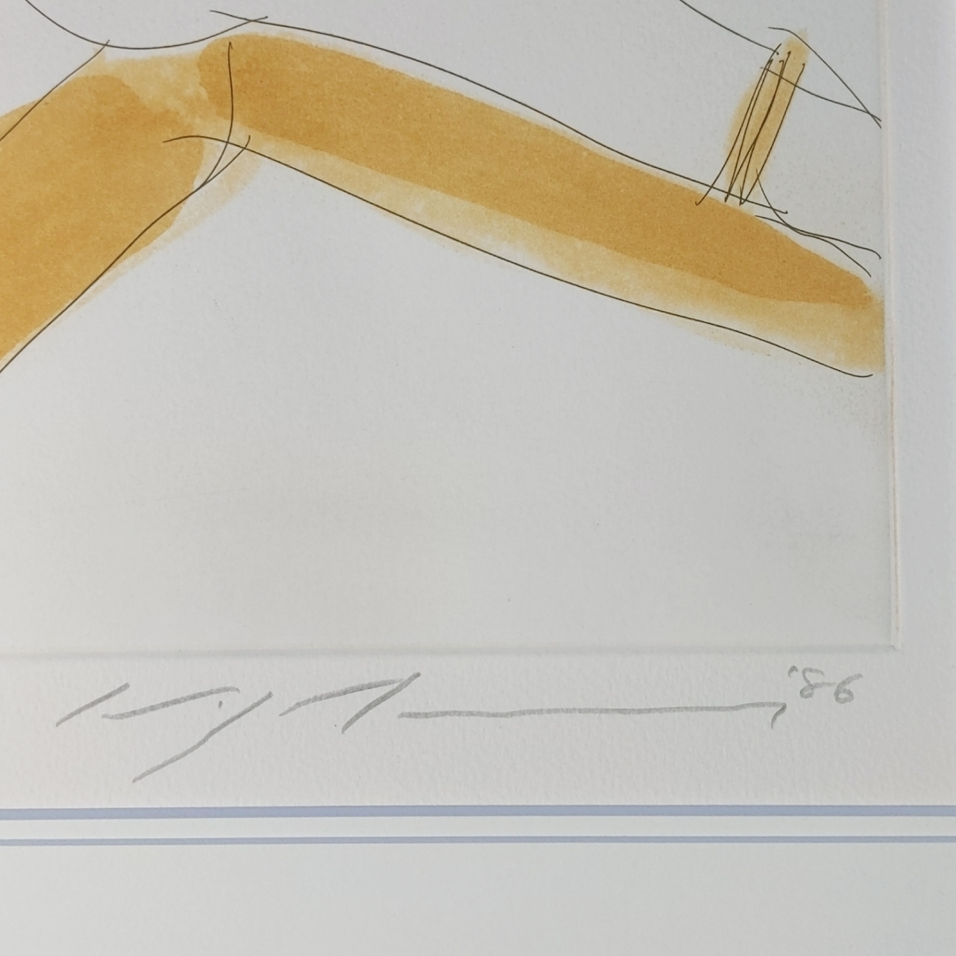 美品 池田満寿夫「黄色い服を着た女」リトグラフ 86年 直筆サイン・画廊シール有 池田満寿夫手彩色銅版画 室内の風 限50 サイン入 1986 額装 真作