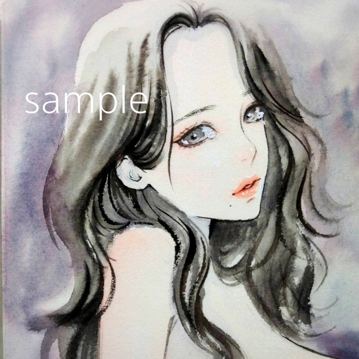 肉筆原画 ドローイング 水彩画 絵画 和装 美人画 和服 オリジナル A4