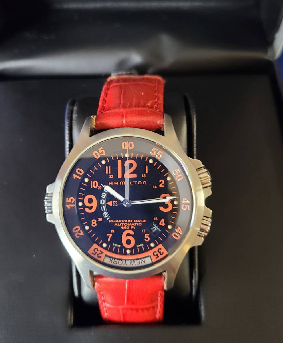 Hamiltonハミルトン カーキGMT エア レース オートマチック精度良好
