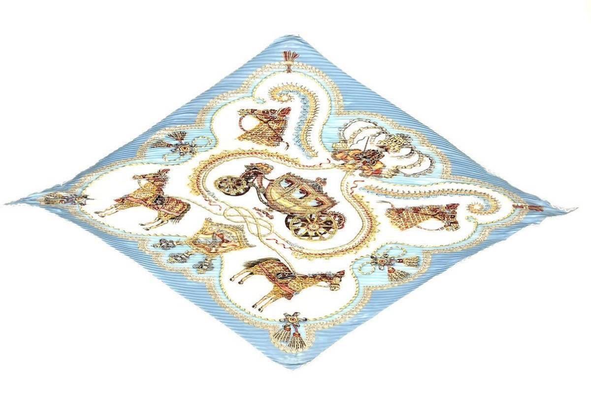 HERMES エルメス アコーディオン プリーツ スカーフ カレ90 シルク  