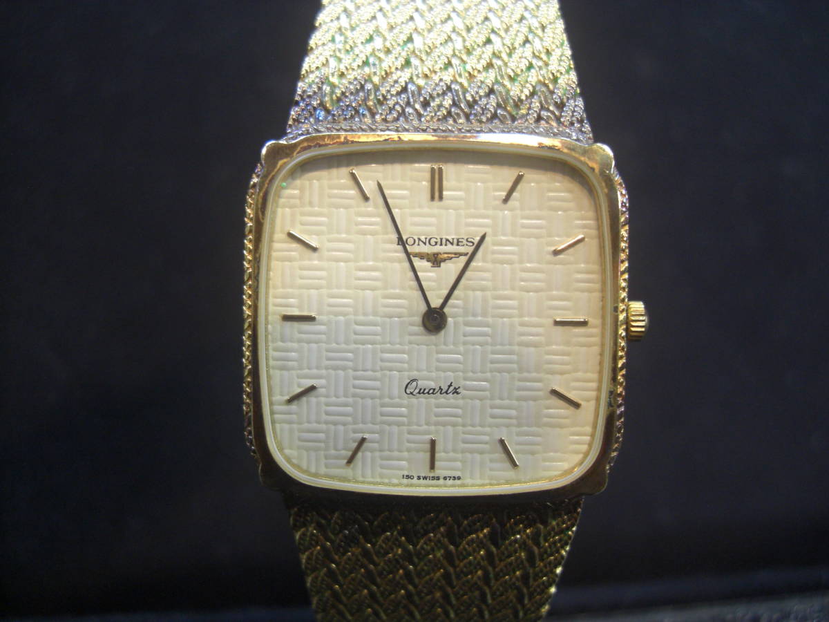 ★ LONGINES ロンジン メンズ腕時計 クォーツ ゴールド色 調整ベルト ジャンク品 6739