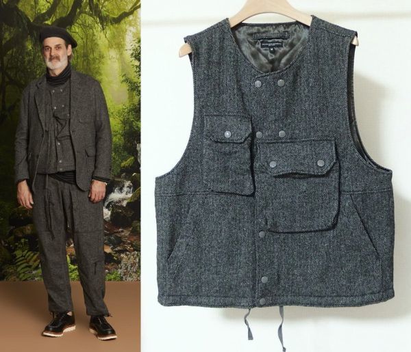 21AW Engineered Garments エンジニアードガーメンツ Cover Vest Poly Wool Herringbone カバー ベスト M