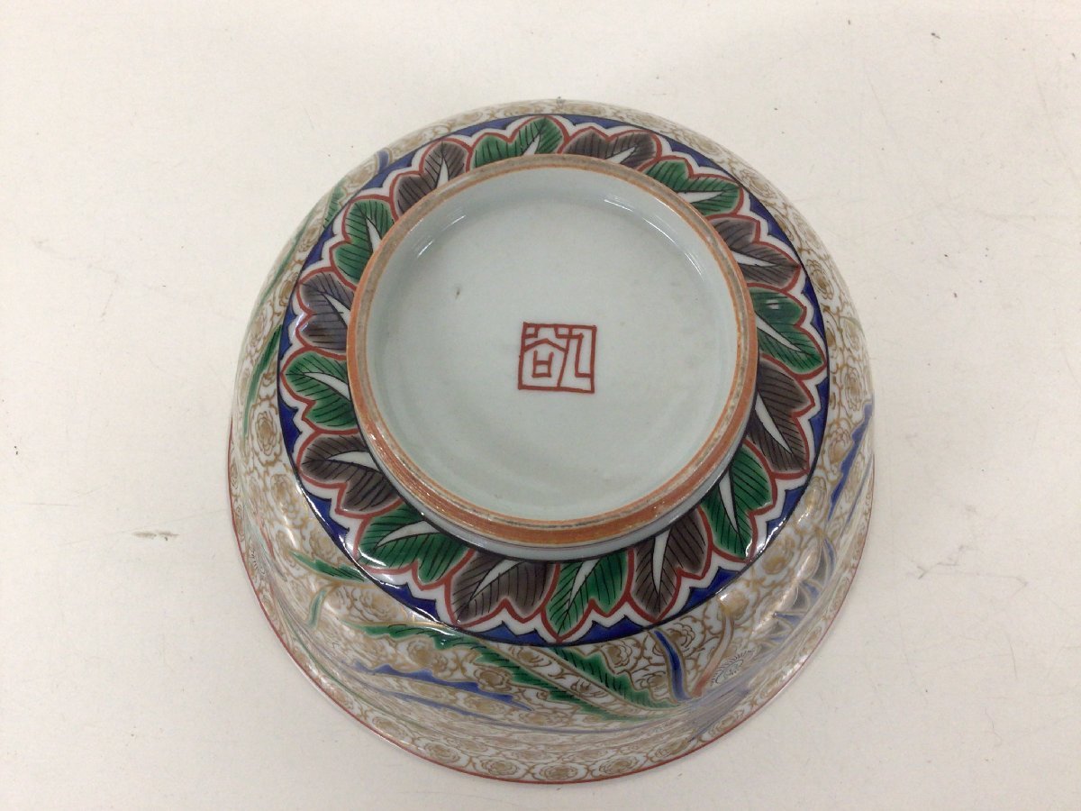 ☆19―222☆茶道具 九谷 赤絵 金彩 菓子鉢 共箱 在銘 落款 古美術