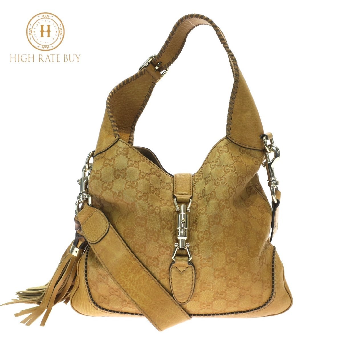 1円スタート GUCCI グッチ ニュージャッキー 2WAY ショルダーバッグ 219725 GG柄 ゴールド金具 ワンショルダー 肩掛け レザー ベージュ Yahoo!オークション - 「グッチ