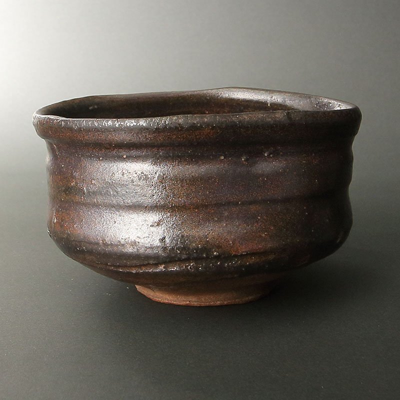 委託HK◇時代 黒織部茶碗 （茶道具 織部焼 美濃焼 陶磁器 古美術 茶の湯） 委託HK◇時代 陶磁器 陶芸