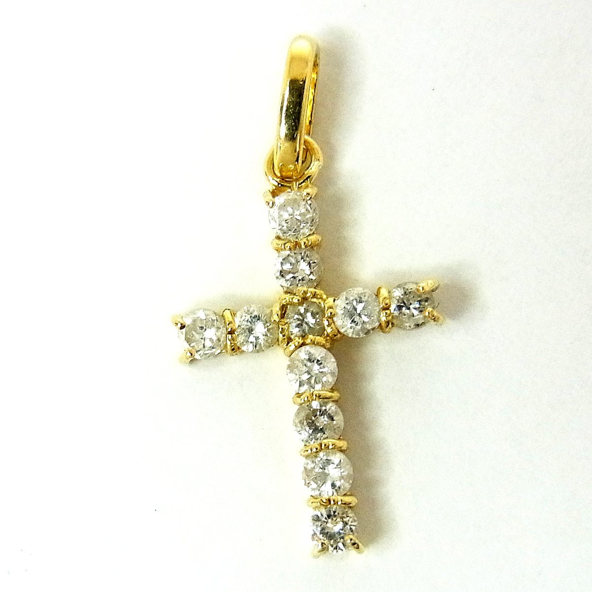 K18ペンダントトップ チャーム 18金 ダイヤモンド 十字 K18