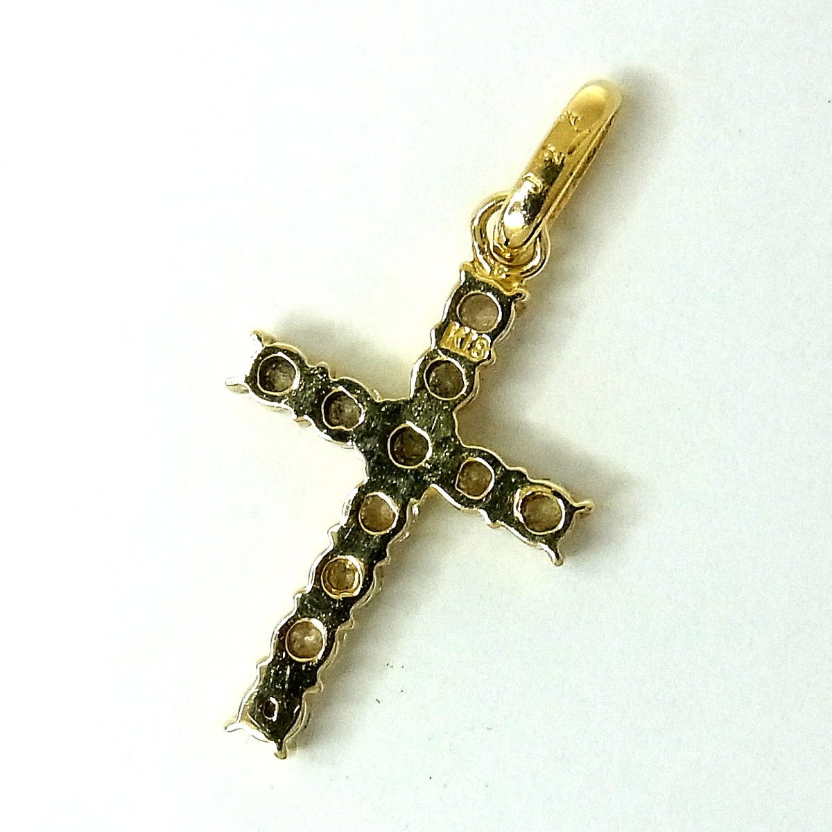 K18ペンダントトップ チャーム 18金 ダイヤモンド 十字 K18