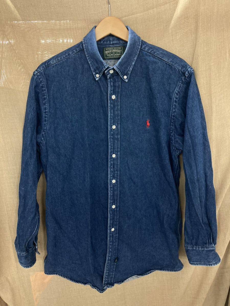 POLO COUNTRY ポロカントリー RALPH LAUREN ラルフローレン デニムシャツ 長袖シャツ メンズMサイズ ボタンダウン(M ...