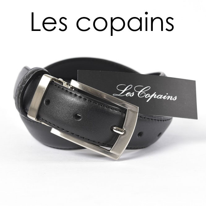 新品 Les copains レザーベルト VELLA PELLE 本革 牛革 定番 ビジネス ブラック イタリア製 全長 90cm レコパン 308490