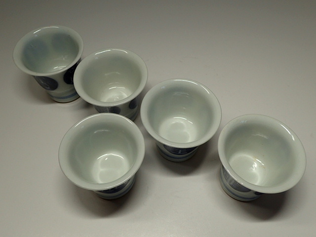 高橋道八　煎茶器5脚セット 高橋道八 煎茶器5脚セット 高橋道八 (華中亭道八) 青