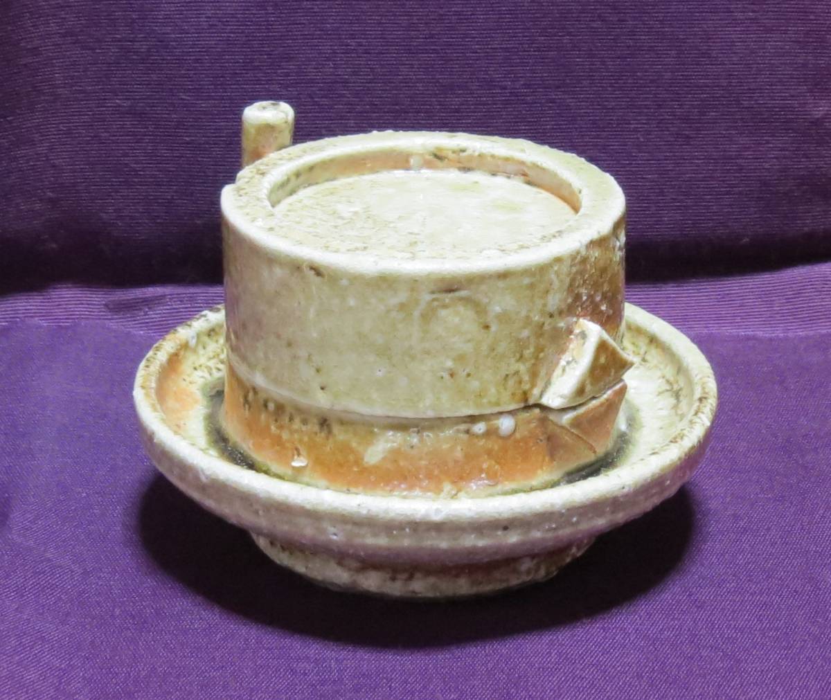 未使用 茶道具 碾臼香合 信楽焼 楽斎作 香合 ひきうす 桐共箱 陶歴