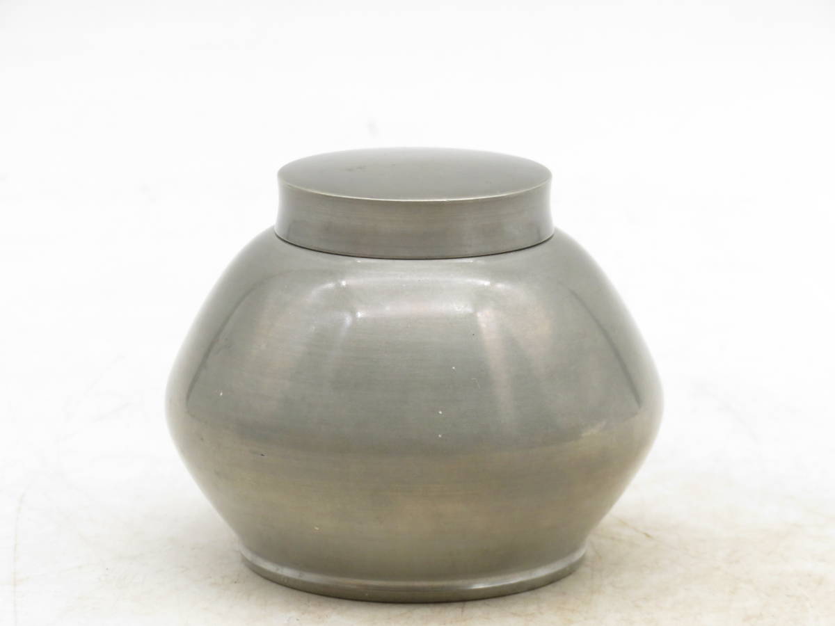 古錫 茶葉罐 藏六居造 「錫製無紋四系耳茶心壺」 茶筒 茶入 茶壷
