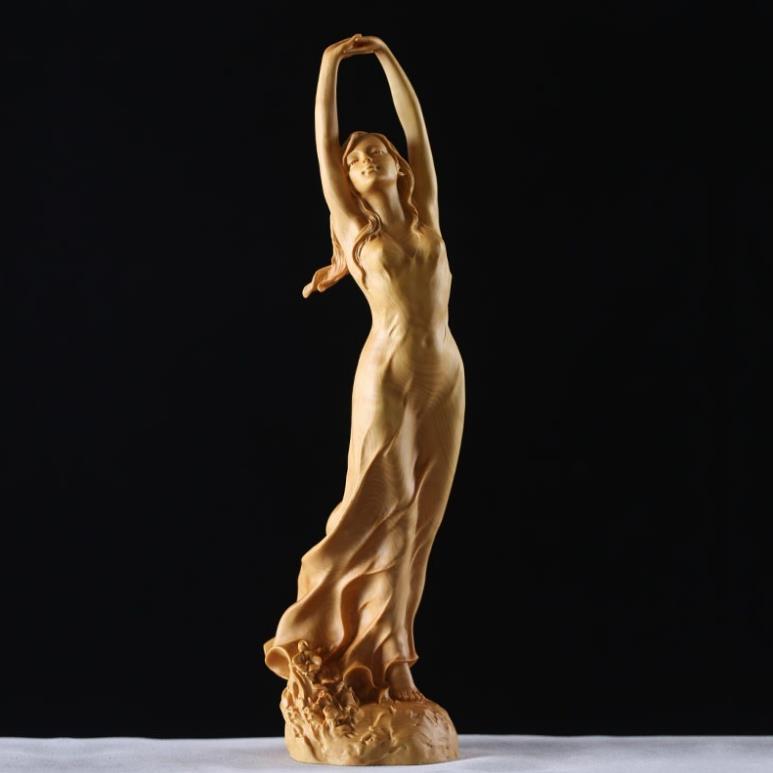 超美品★ストレッチをする若い女性 伸びをする若い女性 像 オブジェ