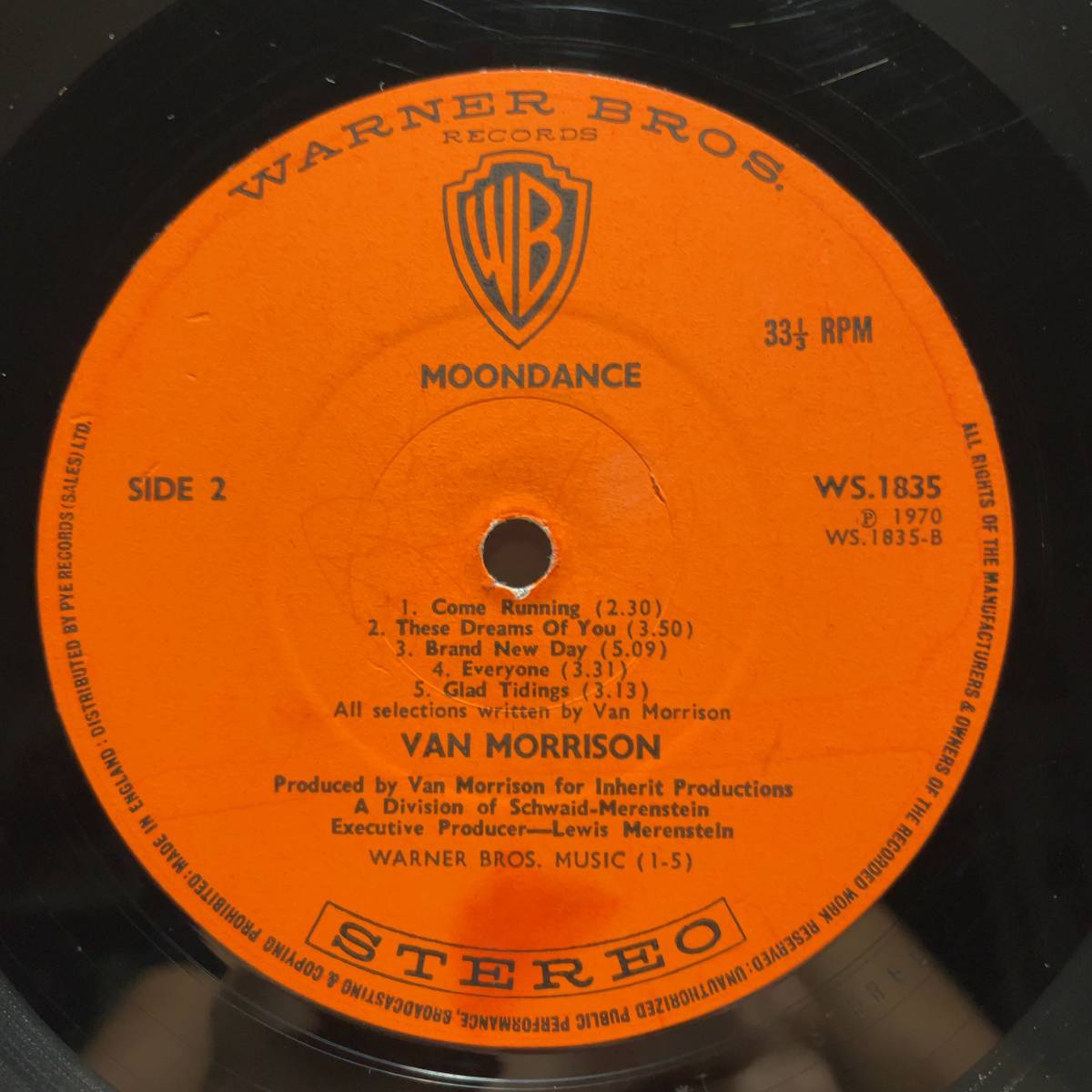 Vinyl レコード Van Morrison Moondance WS 1835 UK PRESSING(1970