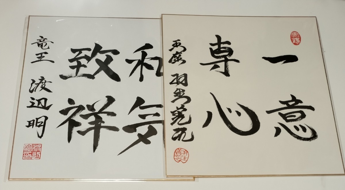 棋士 直筆サイン色紙 セット 渡辺明 羽生善治 羽生善治 佐藤天彦 直筆