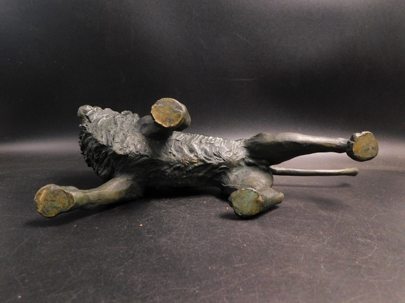 明治金工師 秀山作 鋳銅 獅子 ライオン 銅製 3374g 置物 床飾り