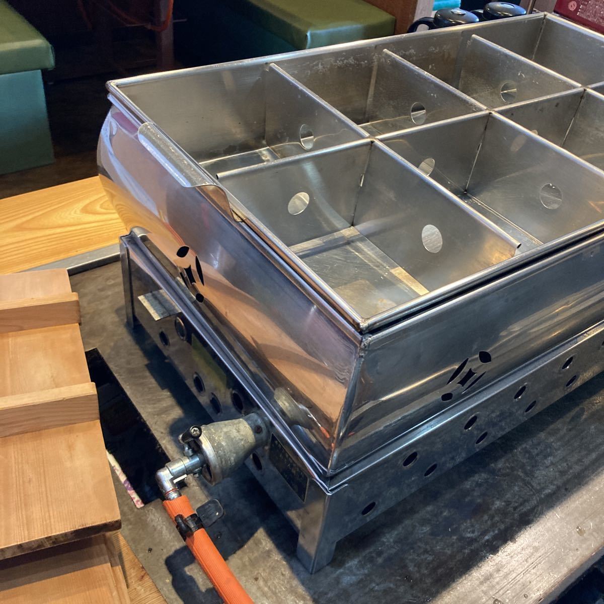 業務用ガス式おでん鍋 2仕切り lpガス ホース付き 厨房店舗 おでん鍋