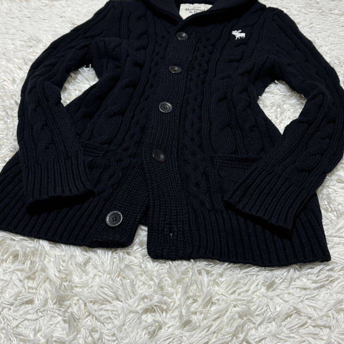Abercrombie & Fitch【アルパカ混、手触り◎】ショールカラー ケーブル 