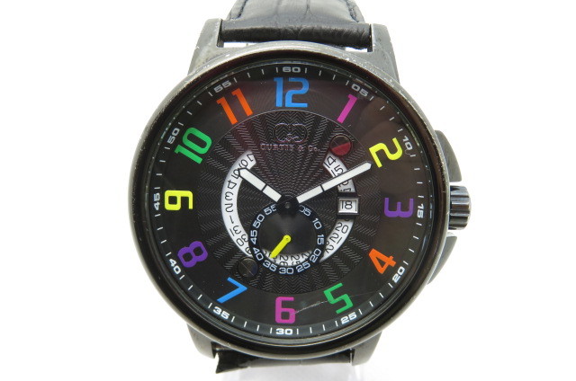 1円~【動作品】Curtis & Co. Big Time Happy Hour C&C カーティス ビッグタイムハッピーアワー 腕時計 ブラック 10-4-7