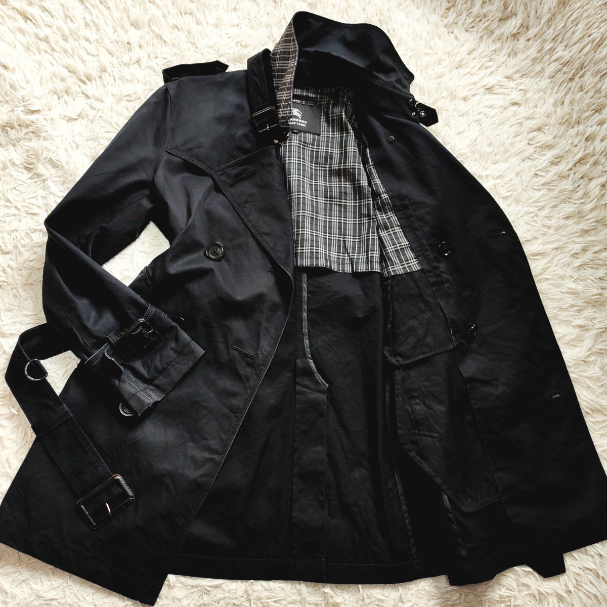 ●日本製＊バーバリーブラックレーベル BURBERRY BLACK LABEL*ストライプ BD長袖シャツ*三陽商会*3 BURBERRY BLACK バーバリーブラックレーベル 新作入荷，正規品 美品 ミドル
