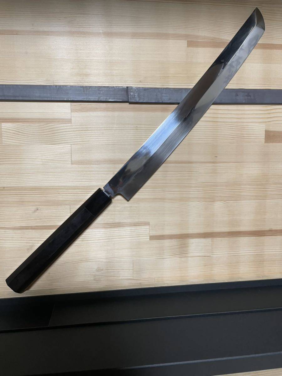 包丁 和包丁 刺身包丁 先丸 尺一 鬼反り 富士山 本焼 箱付 未使用品